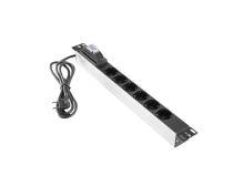 220V razvodni PDU panel 19/1U sa 6 utičnih mesta,kabl 2.5m Mirsan MR.PRZ6S.SC slika