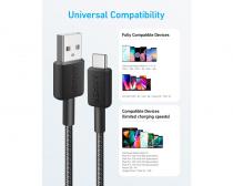 322 USB tip-A na USB tip-C kabl M/M 0.9m, 18W, pleteni, crni slika