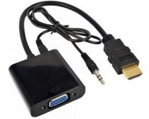Adapter HDMI (M) - VGA D-sub (F) + Audio kabl 3.5mm (M/M) crni slika