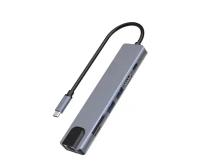 Adapter konverter TIP C 7/1 USB 3.0x2/Ethernet RJ45 /HDMI 4K 30HZ/PD/SD/TF slika
