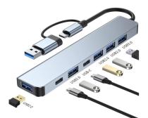 Adapter-konverter USB E-Green USB 3.0/USB 3.1 tip C(M)-USB 3.0+4 xUSB 2.0+2xtip C(7 u2) slika