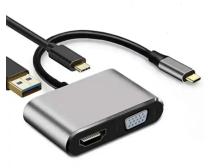 Adapter-konverter USB Tip C na HDMI 4K/VGA/1xUSB 3.0/Type C Linkom slika