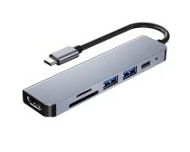 Adapter Tip C 6/1 4K HDMI/USBx2/SD/TF/USB-C/PD 87W KT-601G Kettz slika