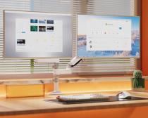 H180 stoni nosač za dva monitora beli 17-27 inča slika