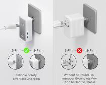 Nano 20W putni zidni punjač 5-portova (2x USB-A, 2x USB-C, utičnica EU na US, UK, AU i EU), beli slika