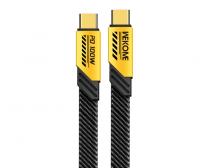 WDC-192 Kabl 3.1 USB tip C M/M 1m, za Superbrzo punjenje 100W/480Mbps, flat-crno-žuti slika