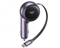 WP-C50 Punjač za Auto sa flat Kablom na uvlčenje 3.1 tip C 60W, ljubicasti slika