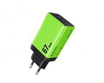 WP-U157 Super brzi Strujni GaN punjač, 3-porta USB (3.0 i 2 x 3.1 Tip C) 67W, zeleni slika