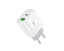 WP-U53 Super brzi Strujni GaN Punjač, 2-porta USB (3.0 i PD-tipC) 20W, beli slika