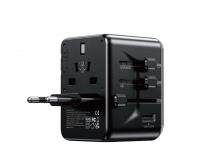 WP-U69 Univerzalni Strujni GaN punjač, 5-porta USB (3.0 i 4 x 3.1 tipC-EU/UK/AU/US/JAP) 35W, crni slika