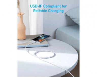322 USB tip-C na USB tip-C kabl M/M 0.9m, 60W, pleteni, beli slika