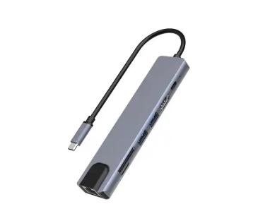 Adapter konverter TIP C 7/1 USB 3.0x2/Ethernet RJ45 /HDMI 4K 30HZ/PD/SD/TF slika