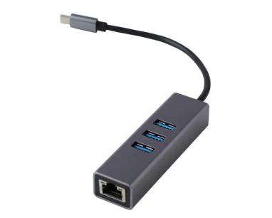 Adapter-konverter USB Tip C-3xUSB 3.0+RJ45 Linkom