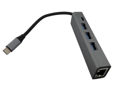 Adapter konverter USB Tip C-3xUSB 3.0+RJ45 Linkom