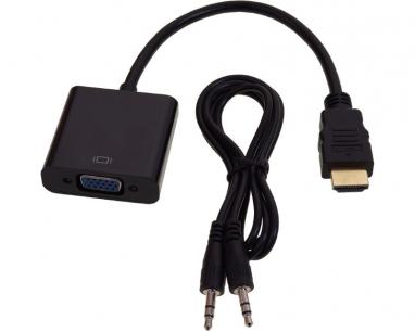 Adapter-konvertor HDMI (M) - VGA (F) + Audio kabl 3.5mm crni slika