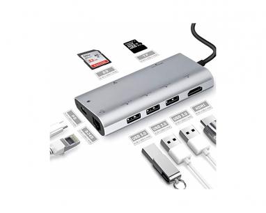 Adapter-konvertor TIP C na 3xUSB3.0+HDMI 4K+2xSD/MICRO+RJ45+TIP C slika