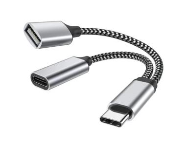 Adapter Tip C (M) na Tip C (F)+USB 3.0 crni
