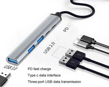 Adapter USB 3.1 tip-C na 3xHUB 3.0+TIP C+ PD