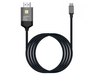 Kabl 3.1 USB tip C - HDMI (30Hz), metalni 1.8m crni slika