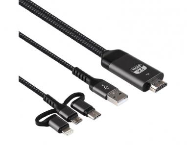 Kabl HDMI 2K na (Micro+Tip C+Iphone) povezuje TV+mob 2m