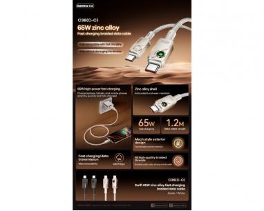 Kabl Swift Fast charging braided data cable 1.2M C36 65W(C-C) beli slika