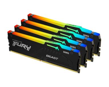 Memorija DDR5 64GB (4x16GB) 6000MT/s Kingston Fury Beast RGB KF560C40BBAK4-64 slika