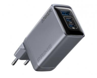 Prime 100W GaN zidni brzi punjač, 3-porta (2x USB-C i 1x USB-A) srebrni