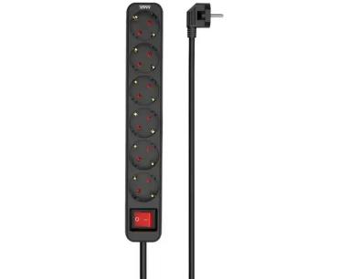 Produžni kabl sa prenaponskom zaštitom/prekidač/indikator 6 utičnice 3m Max MPS-306SOPB-3M Crni
