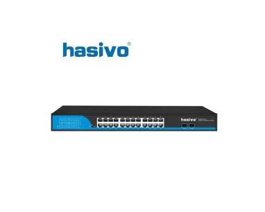 Svič 10/100/1000 24 port Hasivo S5800P-24G-2S-400W PoE++ + 2 SFP 802.3af/at/bt  port VLAN isolation