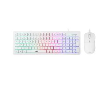 Tastatatura + miš Baracuda ORCA Full Layout/Membranska/RGB/US + 7200DPI/Optički/Bela