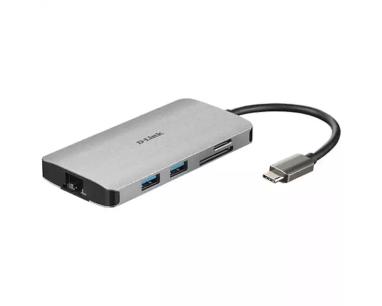 USB HUB DLink DUB-M810 USB-C HDMI 4K/USB A 3.0x3/RJ45/SD-microSD