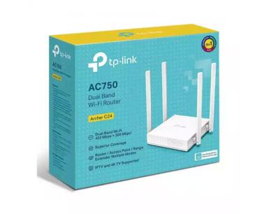 Wireless Router TP-Link Archer C24 AC750 433Mb/s/ext x 4/2.4-5Ghz/1WAN/4LAN