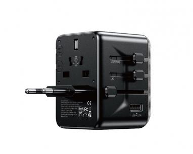 WP-U69 Univerzalni Strujni GaN punjač, 5-porta USB (3.0 i 4 x 3.1 tipC-EU/UK/AU/US/JAP) 35W, crni